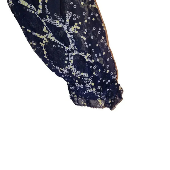 Diane Von Furstenberg Blouse Top Womens Size 0 Navy Blue Leysa Silk Long Sleeve - Picture 11 of 12